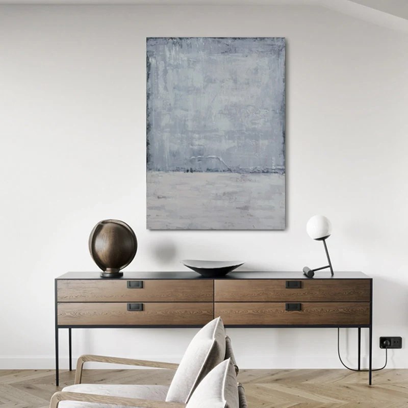 Grey Original Contemporary Abstract Canvas Wall Art NM98F